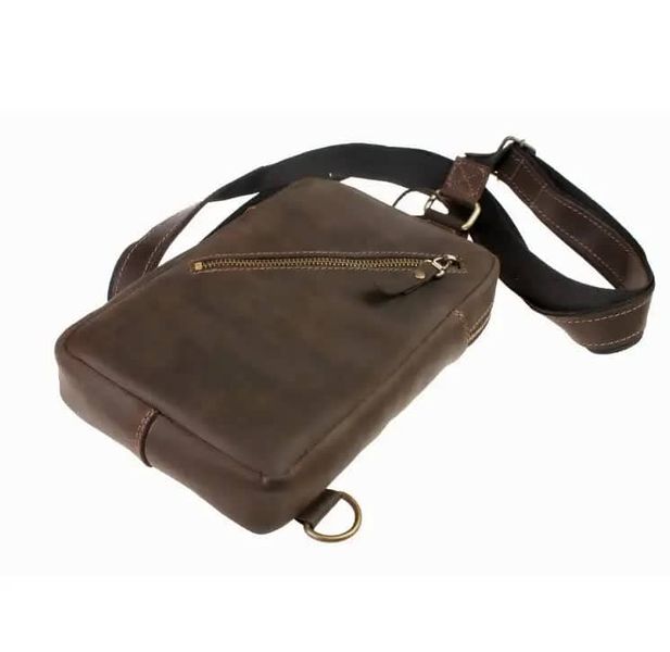 Шкіряна сумка слінг Crossline #1 - Темно-коричнева 771 фото