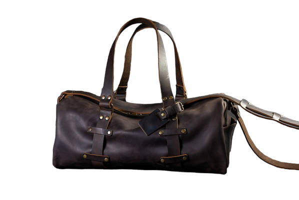 Брутальна шкіряна дорожня / спортивна сумка - Темно-коричнева 686 фото