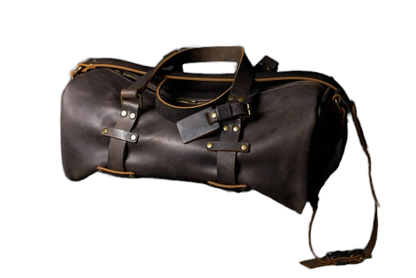 Брутальна шкіряна дорожня / спортивна сумка - Темно-коричнева 686 фото