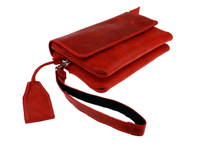 Кожаная сумка клатч женский двойная - Красная 762 фото