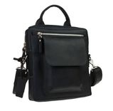 Кожаная мужская сумка через плечо HRX - Черная 773 фото
