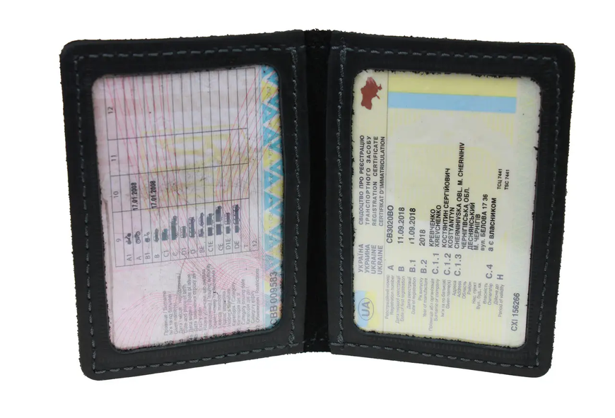 Обкладинка прозора для автодокументів / ID паспорта (чорна) 855 фото