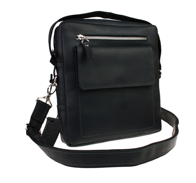 Кожаная мужская сумка через плечо RX - Черная 774 фото