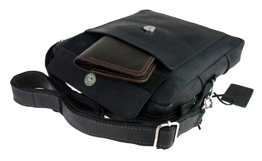 Шкіряна чоловіча сумка через плече RX - Чорна 774 фото