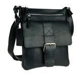 Кожаная мужская сумка M-Buckle - Черная 699 фото