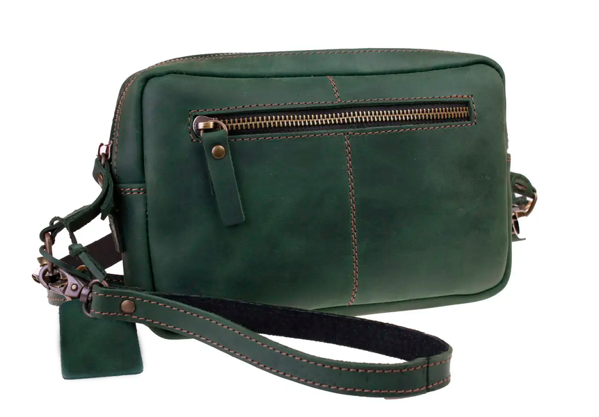Шкіряна жіноча сумочка клатч "ZP" - Зелена 723 фото