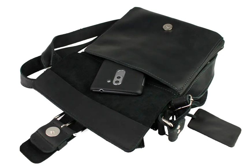 Шкіряна чоловіча сумка M-Buckle - Чорна 699 фото