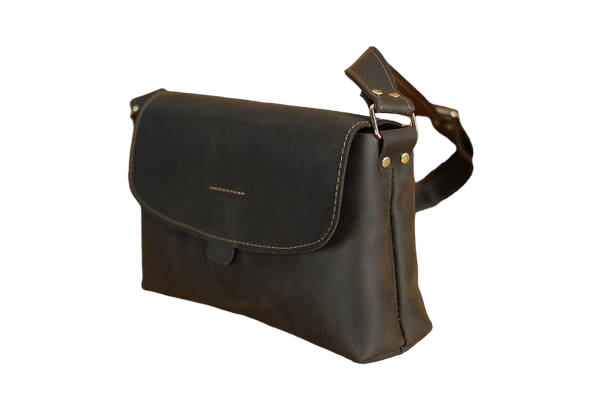 Шкіряна жіноча сумка Blank – Темно-коричнева 673 фото