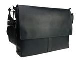 Шкіряна горизонтальна сумка XL для документів А4 - Чорна 695 фото