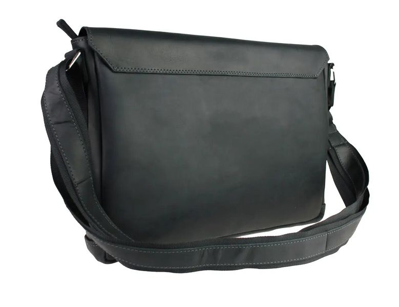 Шкіряна горизонтальна сумка XL для документів А4 - Чорна 695 фото