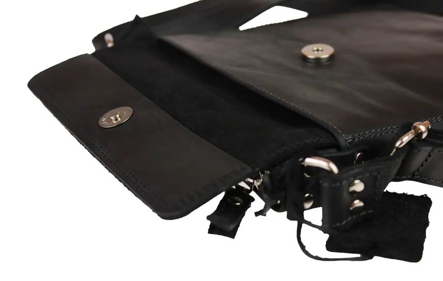 Шкіряна чоловіча сумка через плече тонка XF - Чорна 776 фото