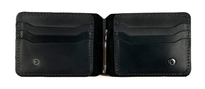 Шкіряний гаманець з затиском Double - Зелений 745 фото