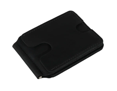 Кожаный кошелек с зажимом Simple - Черный 744 фото