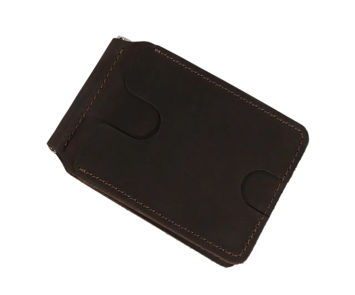 Шкіряний гаманець з затиском Simple - Темно-коричневий 744 фото