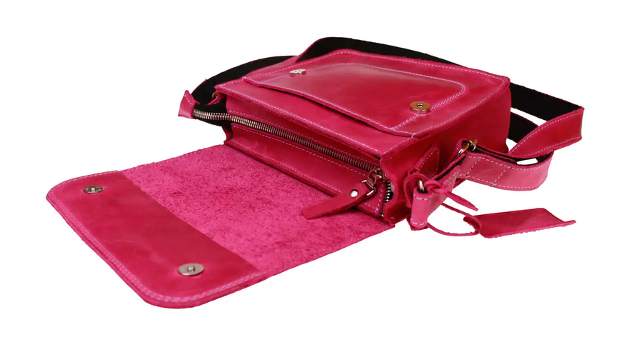 Шкіряна жіноча сумка «Desire» M - Фуксія (пурпурна) 798 фото