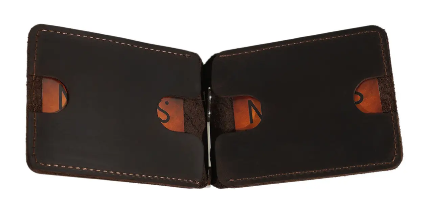 Шкіряний гаманець з затиском Simple - Фуксія (пурпуровий) 744 фото