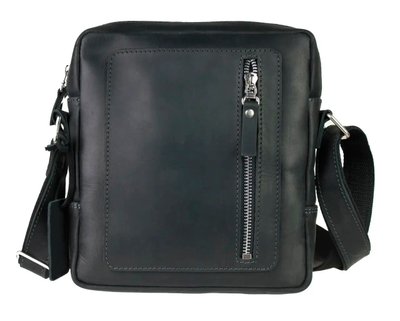 Кожаная мужская сумка Вертикаль - Черная 788 фото
