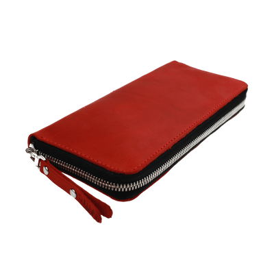 Кошелек кожаный на молнии Travel - Красный 760 фото