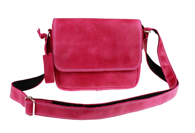 Кожаная женская сумка «Wave» M – Фуксия (пурпурная) 800 фото