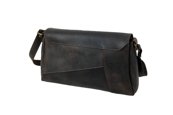 Жіноча шкіряна сумочка Смурфетка - Темно-коричнева 708 фото