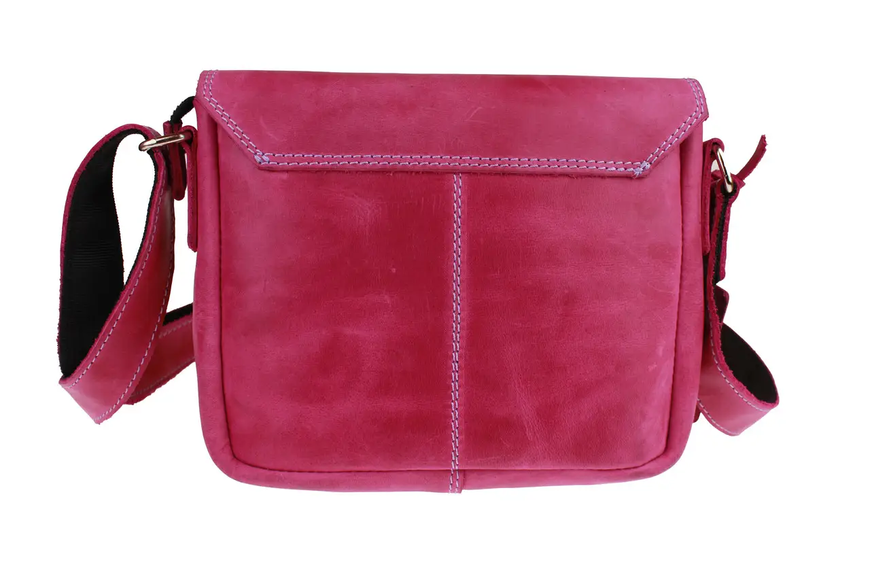 Шкіряна жіноча сумка «Wave» M – Фуксія (пурпурна) 800 фото