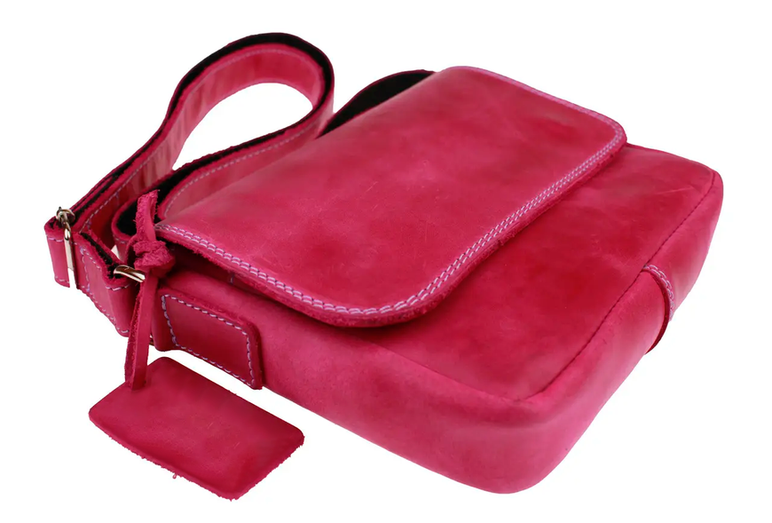 Шкіряна жіноча сумка «Wave» M – Фуксія (пурпурна) 800 фото